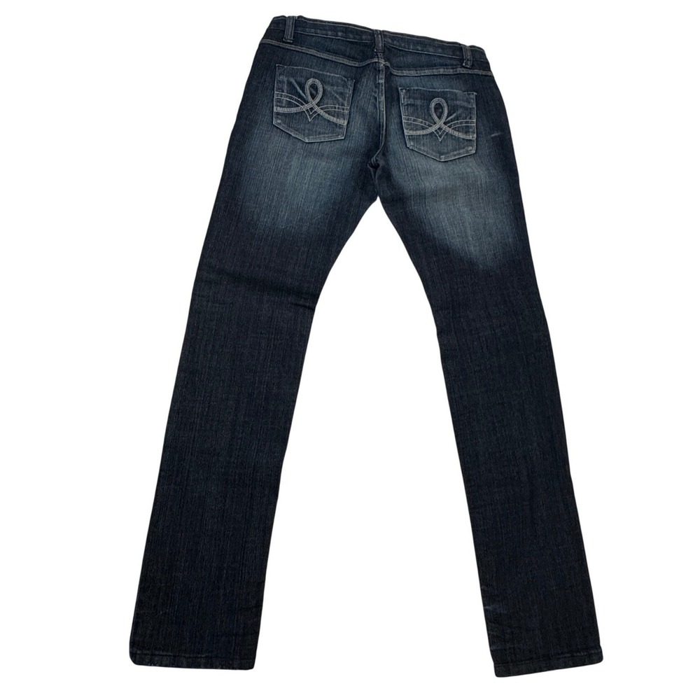 Red Rivet Y2K Low Rise Bootcut Jeans Dark Wash Slim Fit Denim W30 - Picture 3 of 8